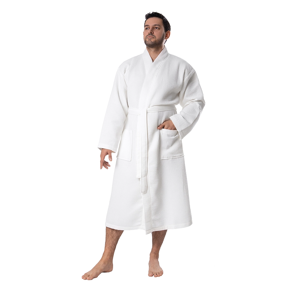 Turkish Linen Waffle Knit Lightweight Kimono Spa & Bath Robes for